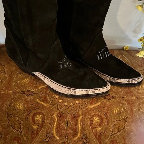 Free People Sterling Western Tall Black Boots